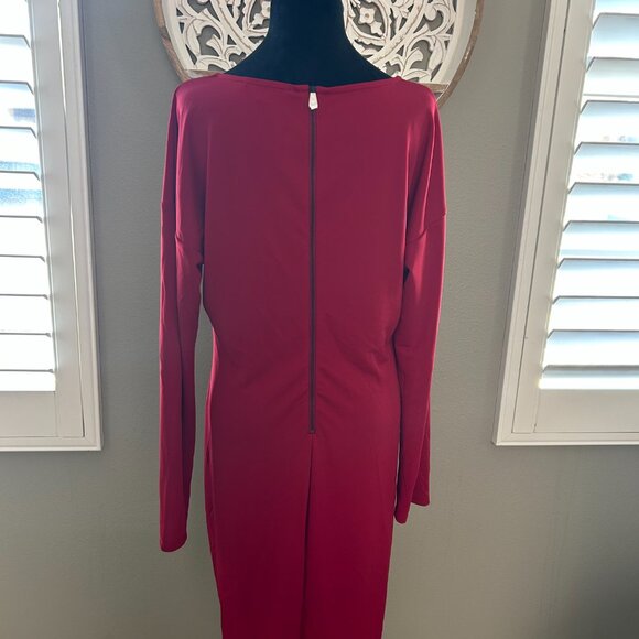 Narciso Rodriguez for Design Nation Dress Women’s Ruched Red Midi Sheath SZXL - Picture 3 of 9